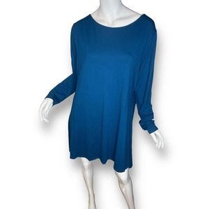 Soft Surroundings Long Blue Knit Oversized Tunic Top Women's Size Large
